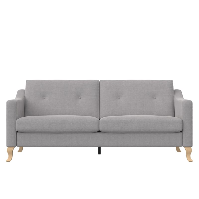 Pemberly Row Contemporary Transitional Sofa in Light Gray Linen