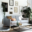 Pemberly Row Contemporary Transitional Sofa in Light Gray Linen