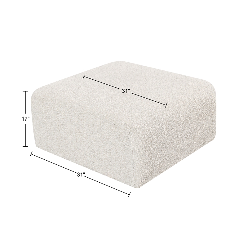 Pemberly Row Modern / Contemporary Cream Boucle Fabric Ottoman