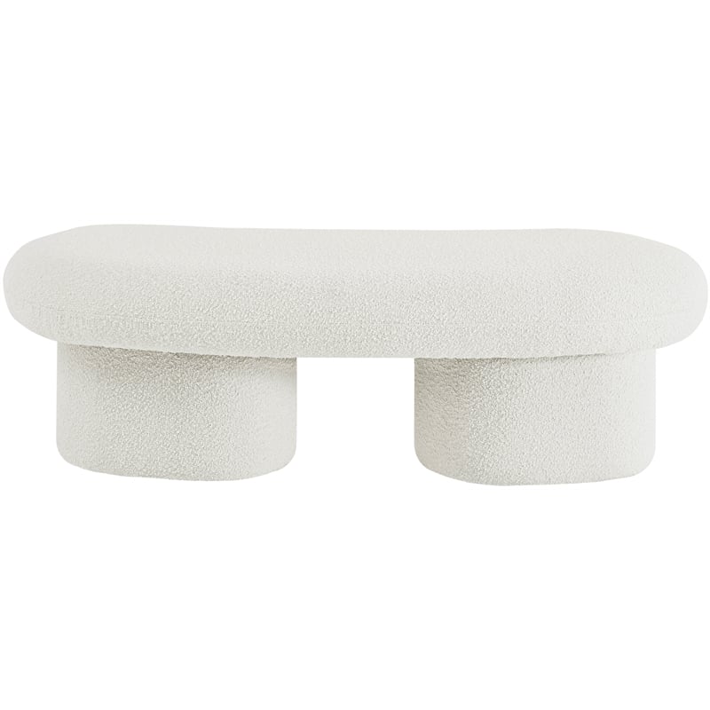 Pemberly Row Modern / Contemporary Cream Boucle Fabric Bench