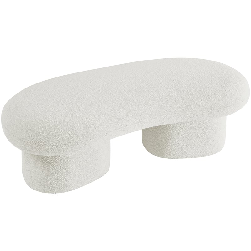 Pemberly Row Modern / Contemporary Cream Boucle Fabric Bench