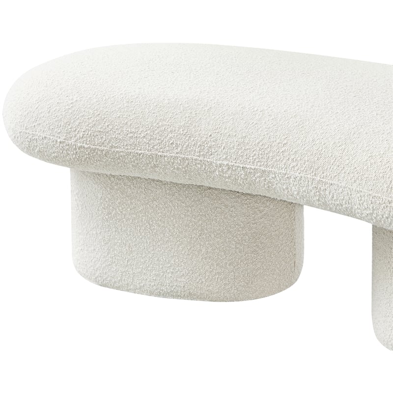 Pemberly Row Modern / Contemporary Cream Boucle Fabric Bench
