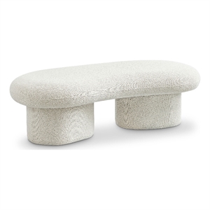 Pemberly Row Modern / Contemporary Cream Boucle Fabric Bench