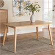 Pemberly Row Mid-Century Modern Natural Oak Finished Wood Dining Table