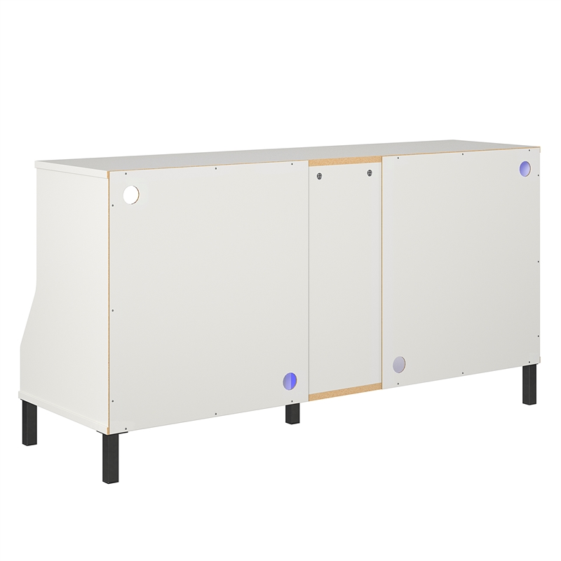 Pemberly Row Youth Gaming TV Stand w/ ARGB LED Lights in White