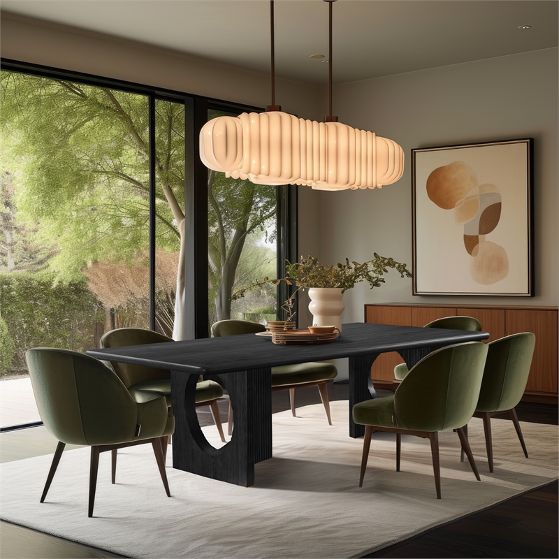 Pemberly Row Contemporary Transitional Black Finish Dining Table