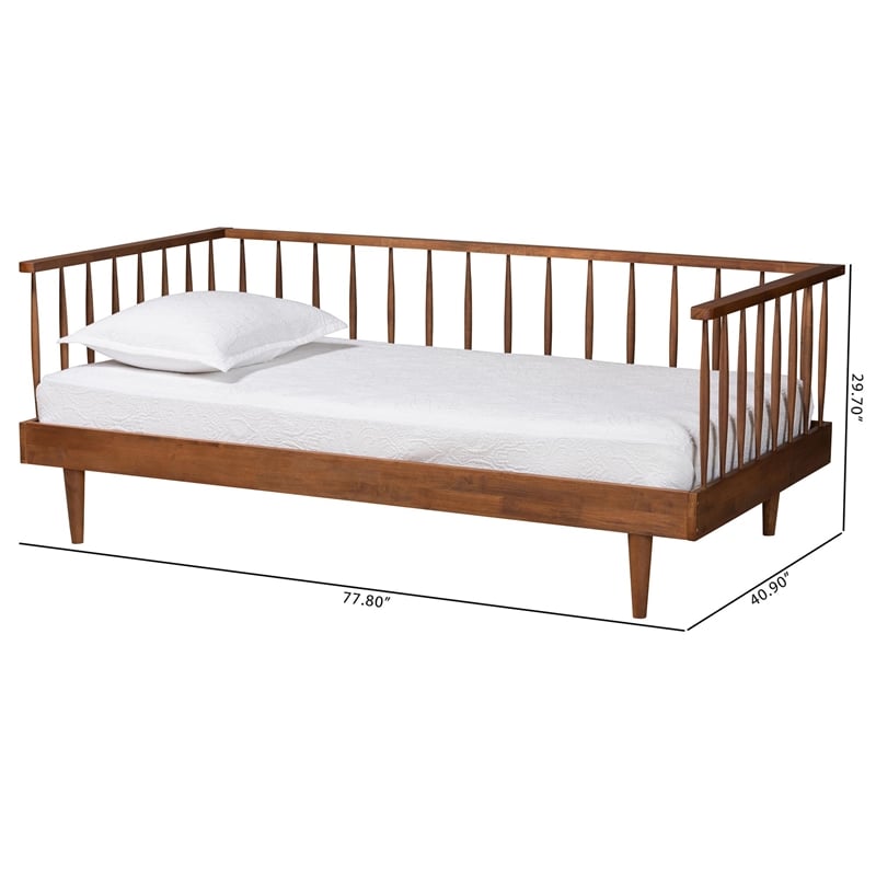 Pemberly Row Modern Ash Walnut Finished Wood Twin Size Daybed