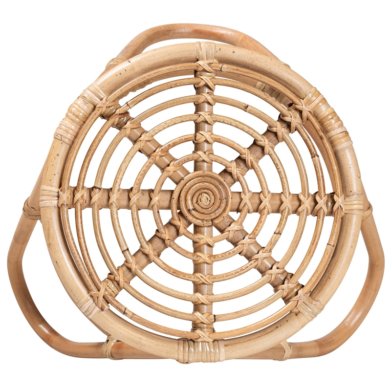 Pemberly Row Contemporary Bohemian Natural Brown Rattan End Table