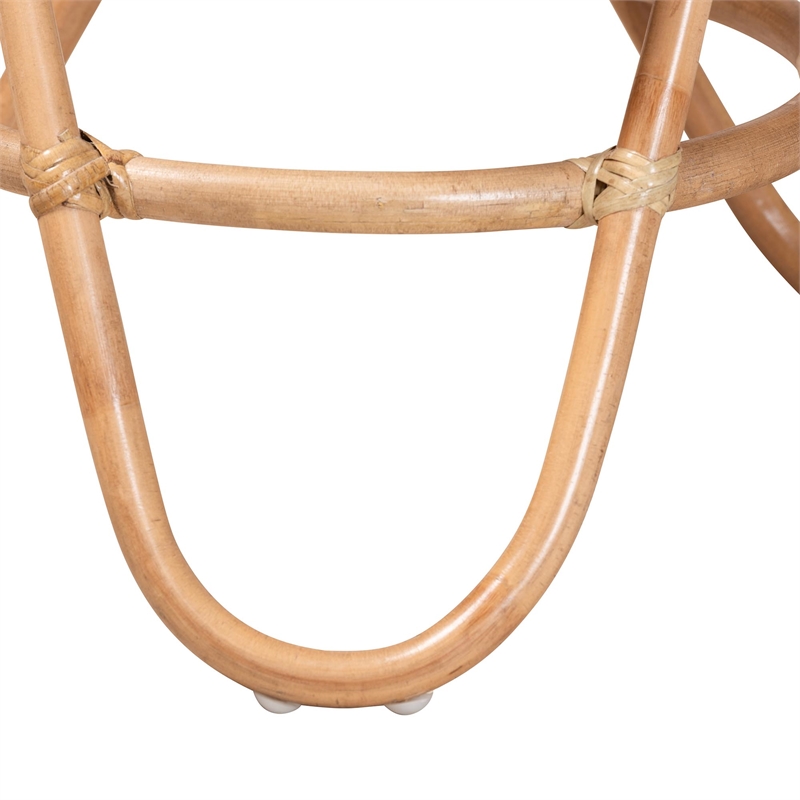 Pemberly Row Contemporary Bohemian Natural Brown Rattan End Table