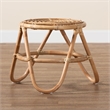 Pemberly Row Contemporary Bohemian Natural Brown Rattan End Table
