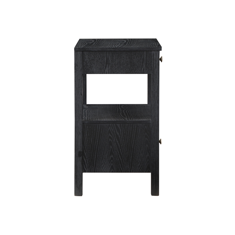 Pemberly Row Black Finish Wood 2-drawer Modern Storage Nightstand