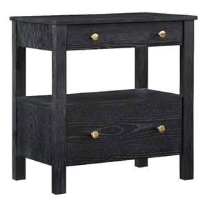 Pemberly Row Black Finish Wood 2-drawer Modern Storage Nightstand