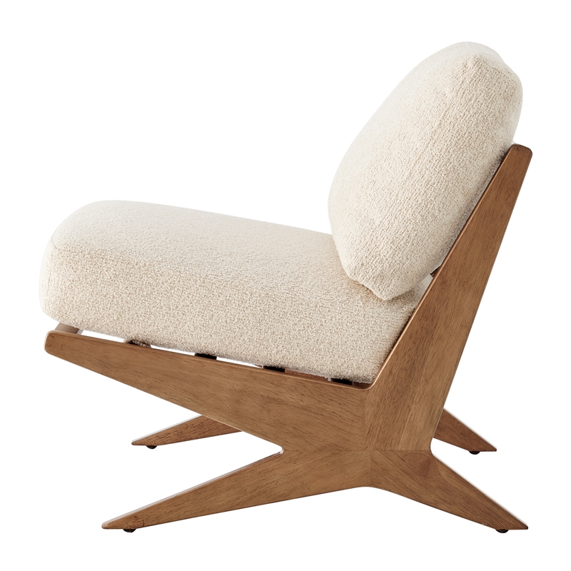 Pemberly Row Contemporary Fabric Accent Chair in Palladian Beige