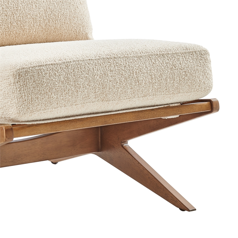 Pemberly Row Contemporary Fabric Accent Chair in Palladian Beige