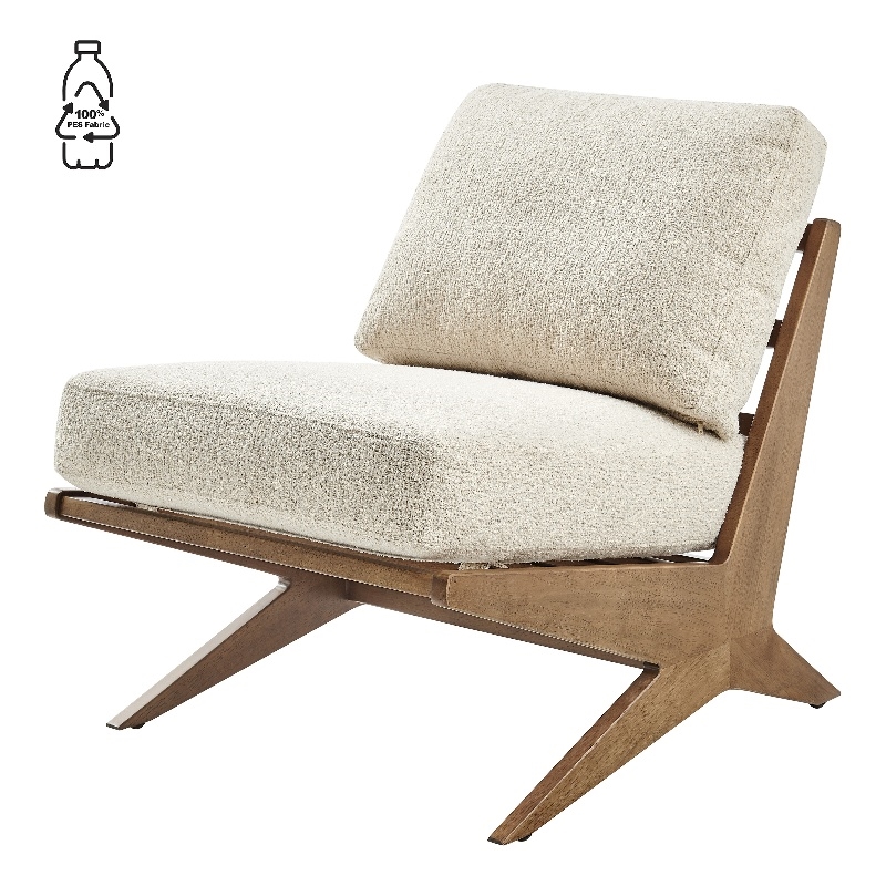 Pemberly Row Contemporary Fabric Accent Chair in Palladian Beige