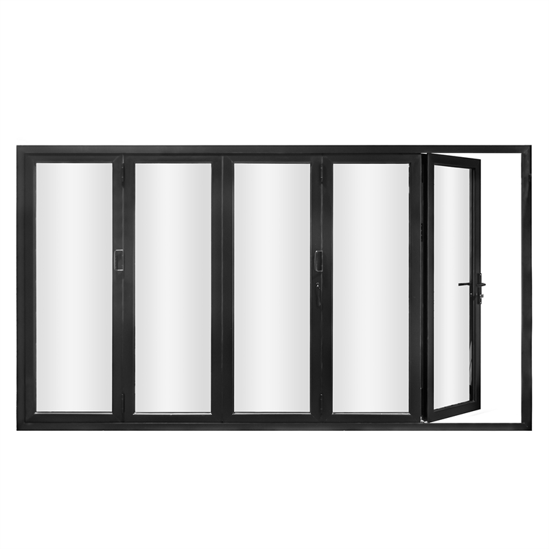 Pemberly Row 5 Panels Alumium Folding Door - Black Folded Out From Left To Right