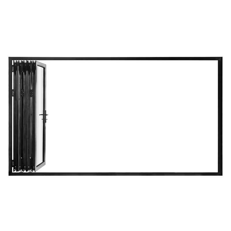Pemberly Row 5 Panels Alumium Folding Door - Black Folded Out From Left To Right