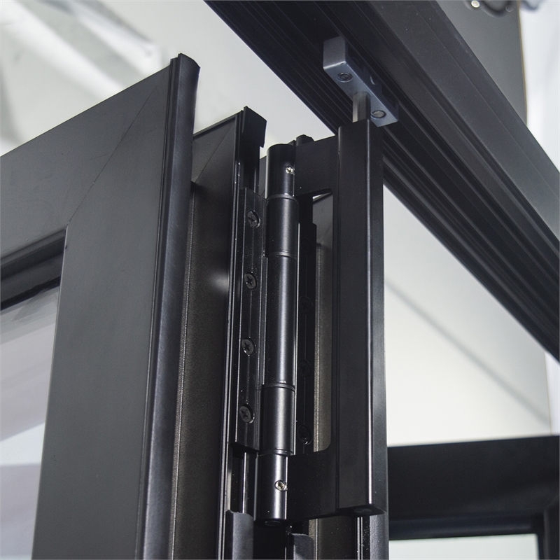 Pemberly Row 5 Panels Alumium Folding Door - Black Folded Out From Left To Right