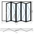 Pemberly Row 5 Panels Alumium Folding Door - Black Folded Out From Left To Right