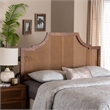 Pemberly Row Ash Walnut Finished Wood and Rattan King Size Headboard