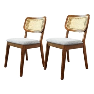 Pemberly Row 19.29&quot Linen Fabric Dining Chair in Gray (Set of 2)