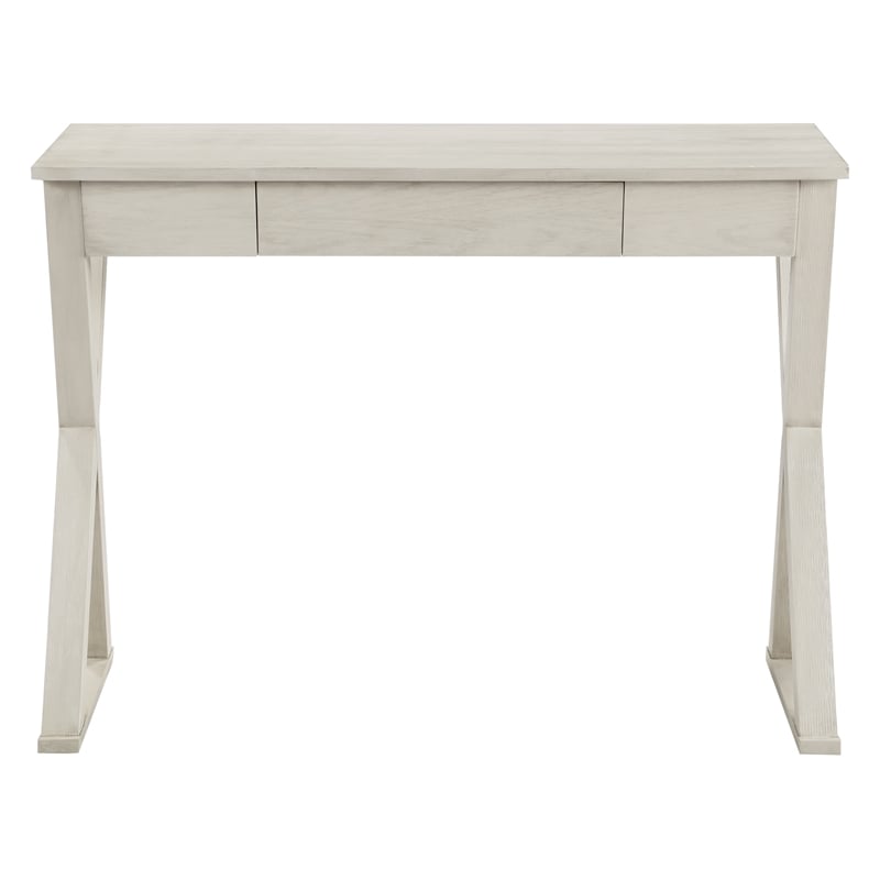 Pemberly Row Writing Desk w/ Drawer in Engineered Wood Weathered White Finish