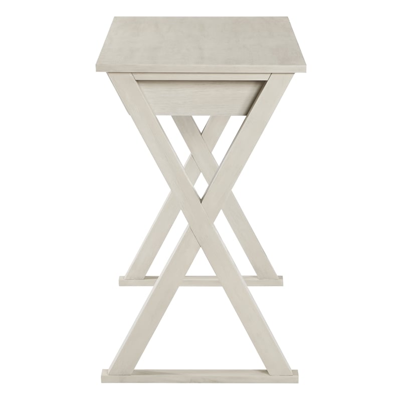 Pemberly Row Writing Desk w/ Drawer in Engineered Wood Weathered White Finish
