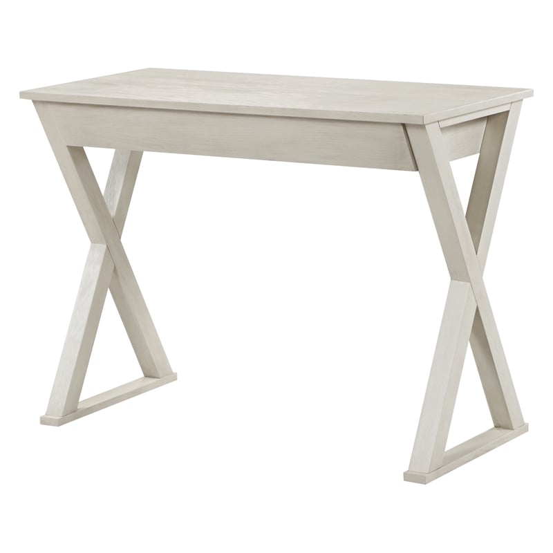Pemberly Row Writing Desk w/ Drawer in Engineered Wood Weathered White Finish
