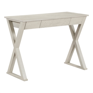 Pemberly Row Writing Desk w/ Drawer in Engineered Wood Weathered White Finish