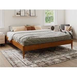 Pemberly Row 14&quot King Basic Platform Bed Frame in Light Toffee