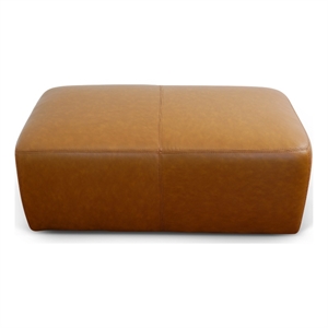 Pemberly Row Modern Living Room Tan Genuine Leather Rectangle Ottoman
