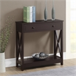 Pemberly Row One-Drawer Entryway Hall Table with Shelf in Espresso Wood Finish