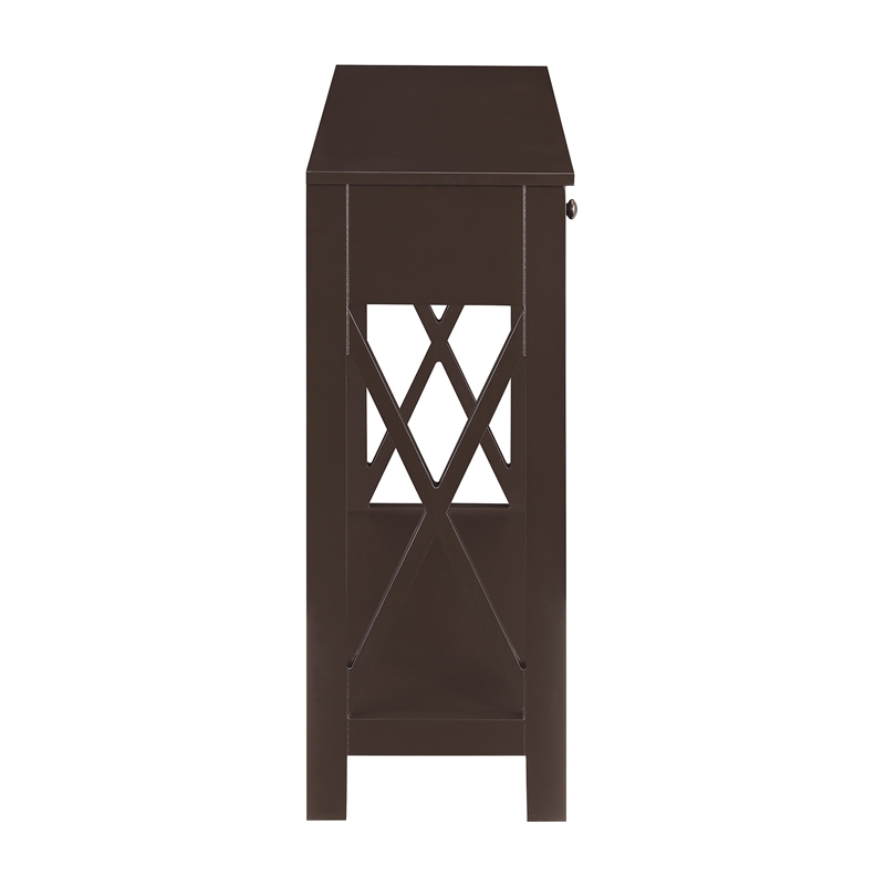 Pemberly Row One-Drawer Entryway Hall Table with Shelf in Espresso Wood Finish