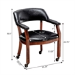 Pemberly Row Armchair with Wheels in Black Faux Leather Fabric