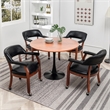 Pemberly Row Armchair with Wheels in Black Faux Leather Fabric