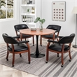 Pemberly Row Armchair with Wheels in Black Faux Leather Fabric