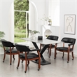 Pemberly Row Armchair with Wheels in Black Faux Leather Fabric