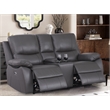 Pemberly Row Recliner Leather Sofa w/ Cup Holders & Storage Loveseat in Gray