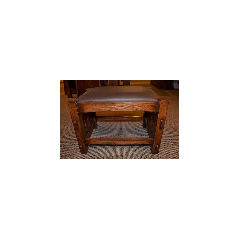 Pemberly Row Modern Mission Oak Foot Stool - Wide Spindles Walnut