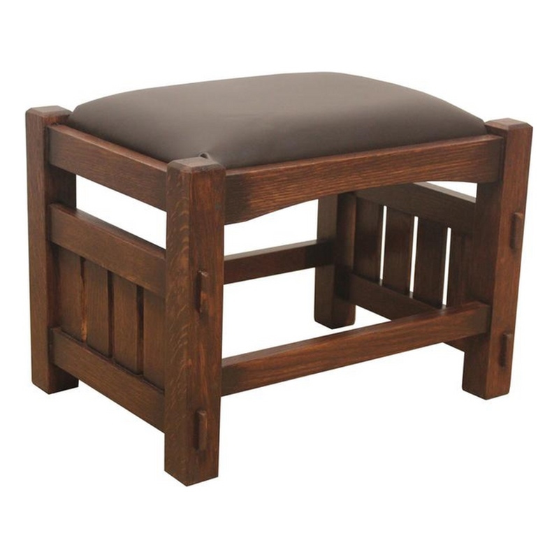 Pemberly Row Modern Mission Oak Foot Stool - Wide Spindles Walnut