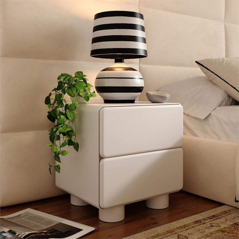 Pemberly Row Contemporary Transitional White Finish Nightstand