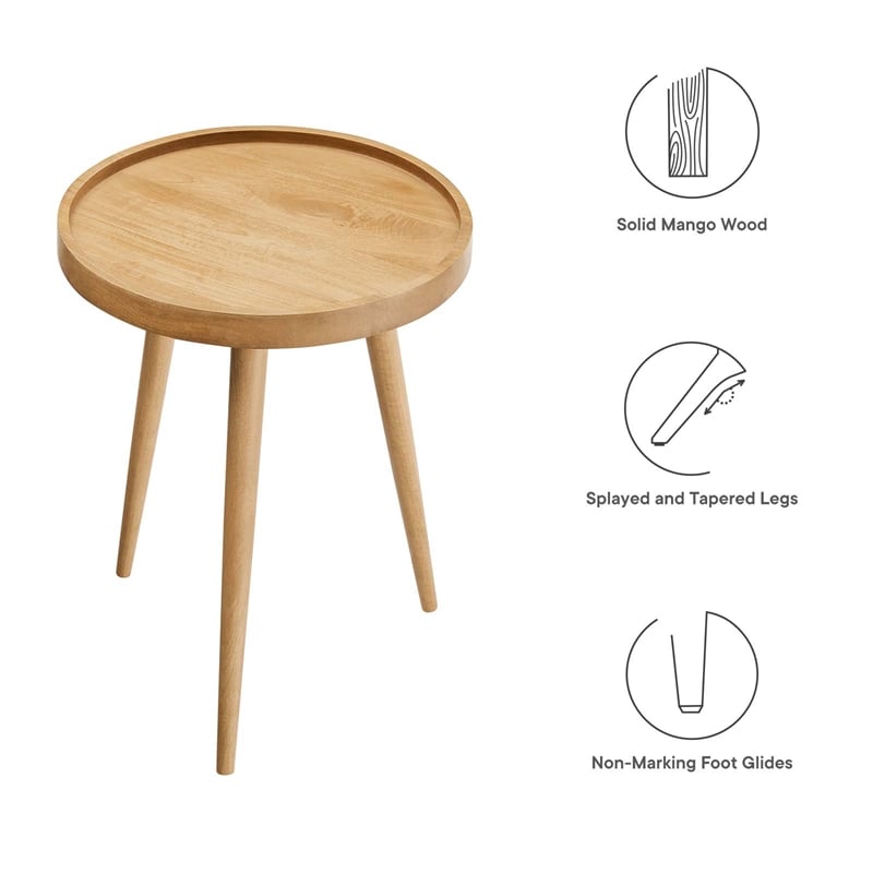 Pemberly Row Modern / Contemporary Round Wood Side Table in Natural