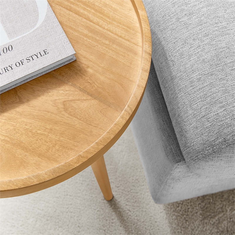 Pemberly Row Modern / Contemporary Round Wood Side Table in Natural