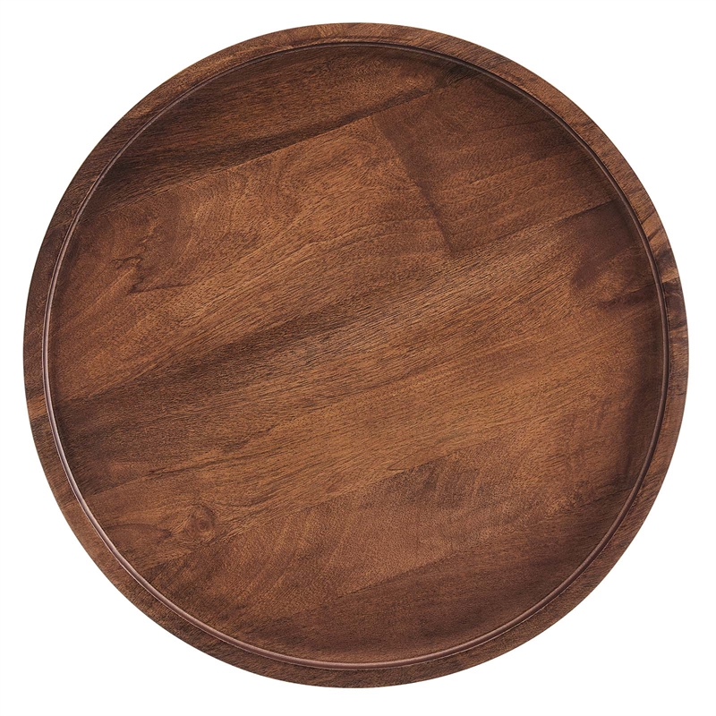 Pemberly Row Modern / Contemporary Round Wood Side Table in Walnut