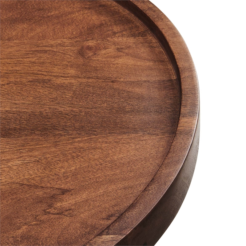Pemberly Row Modern / Contemporary Round Wood Side Table in Walnut