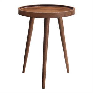 Pemberly Row Modern / Contemporary Round Wood Side Table in Walnut