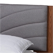 Pemberly Row Gray Fabric Brown Wood Queen Size Platform Bed With Table
