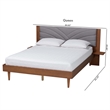 Pemberly Row Gray Fabric Brown Wood Queen Size Platform Bed With Table