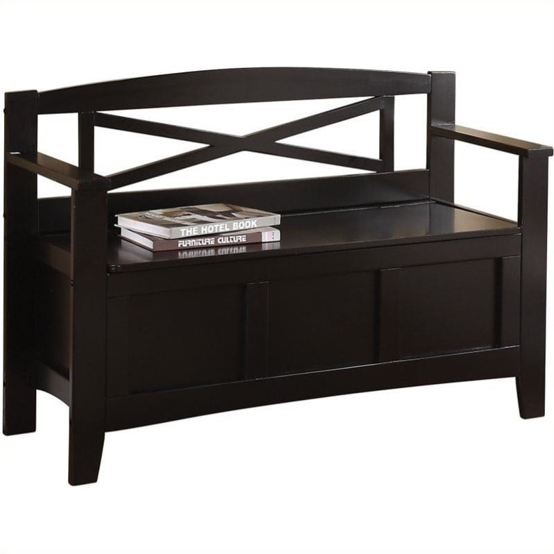 Pemberly Row Entry Way Bench with Black finish Solid Wood and Veneer