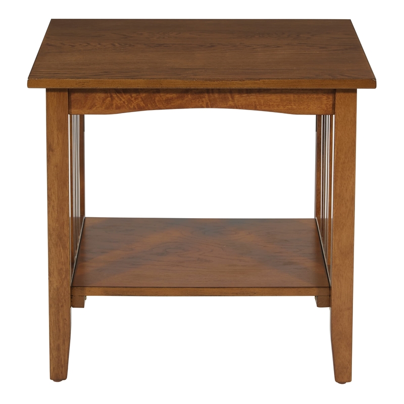 Pemberly Row Mission End Table In Ash Brown Finish Engineered Wood